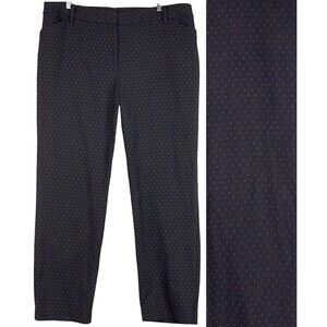 Talbots High‎ Waist Tapered Ankle Pants Plus Sz 18W Black Red Polka Dots Stretch